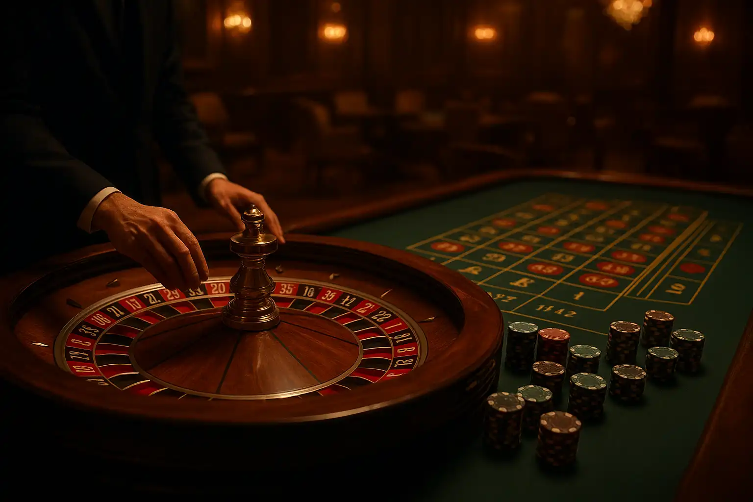 European roulette wheel and betting layout inside the BetArenas Champions Plaza lounge