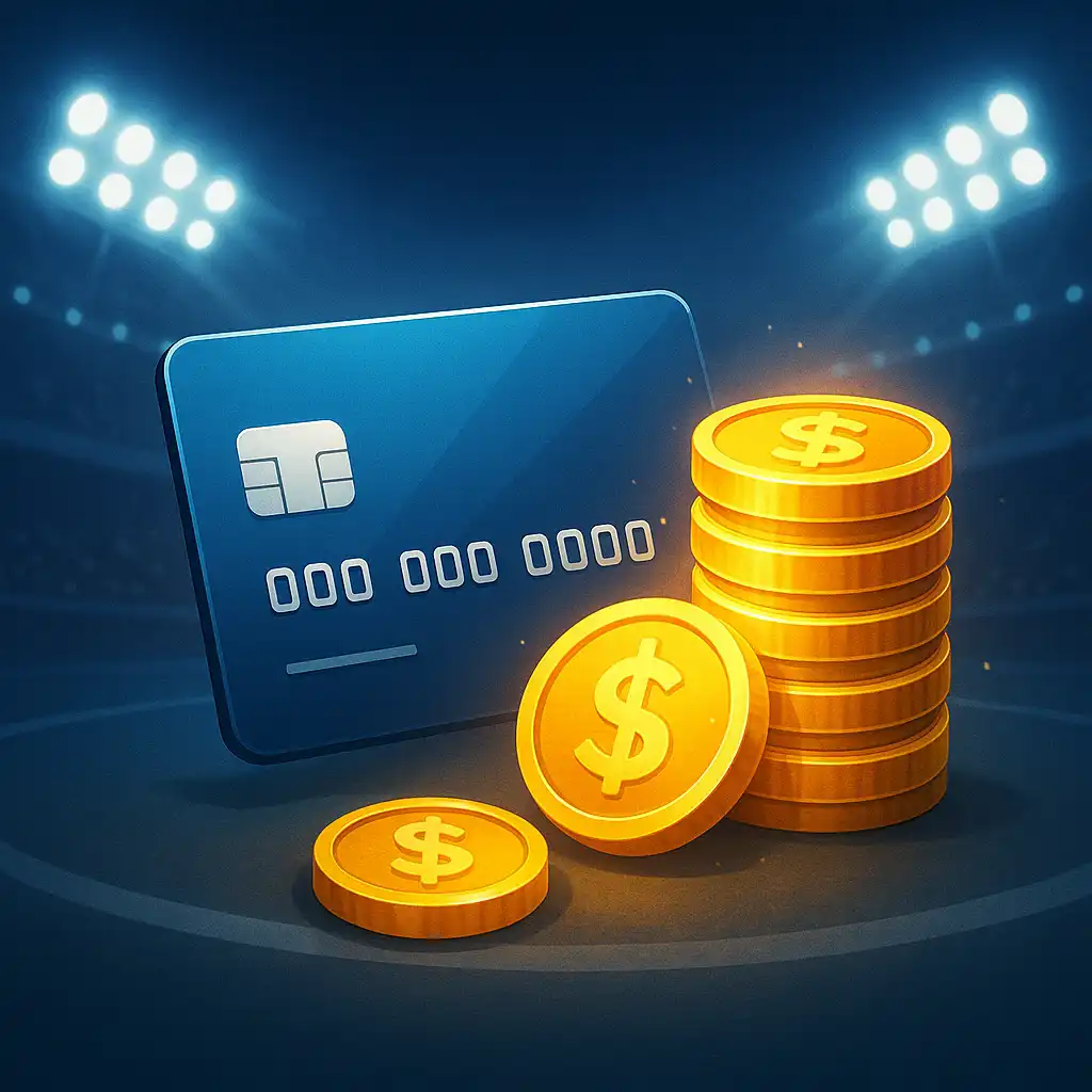 Card and coins representing a casino deposit at BetArenas
